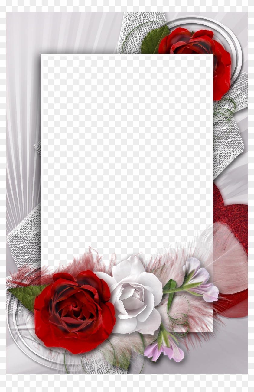 Transparent Romantic Frame With White And Red Rose - Red Rose Frame Transparent #938486