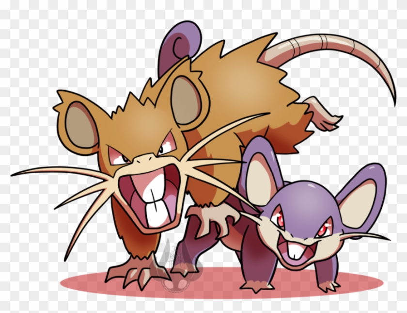 Rattata Raticate Rat Pokemon Evolution Line Digital - Cartoon #939599