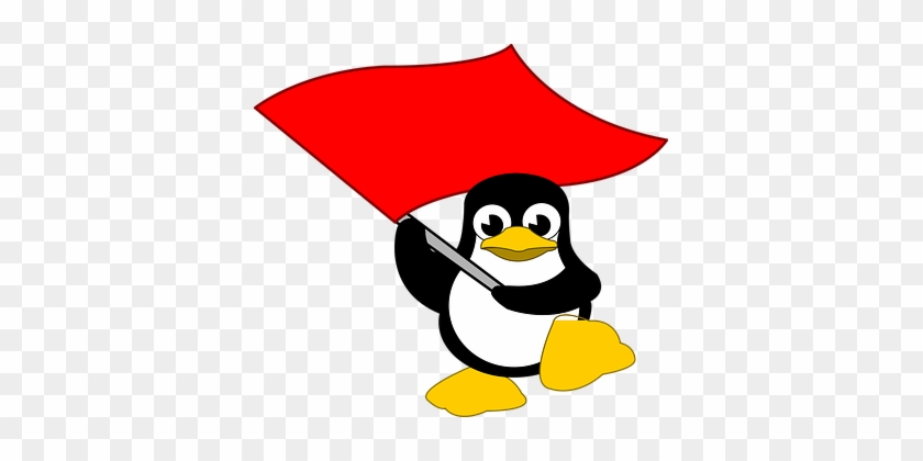Tux, Flag, Linux, Penguin, Red, Waving - Penguin Holding A Flag #939657
