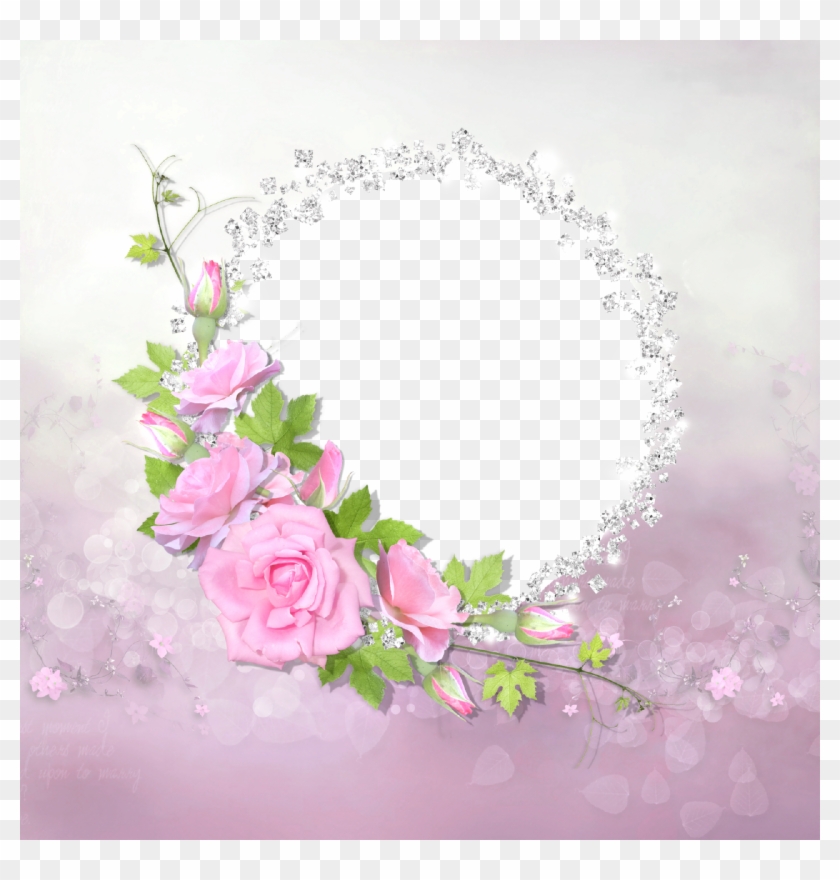 Pink Roses And Sparkling Diamonds Circular Picture - Pink Rose Transparent Png #940104