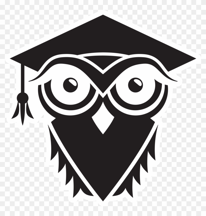 Black And White Illustration Of An Owl Wearing A Mortarboard - Square Academic Cap #940174