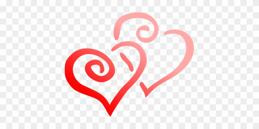 Red Heart Love Day Hearts Pair Valentine F - Black & White Clip Art Valentines #940247