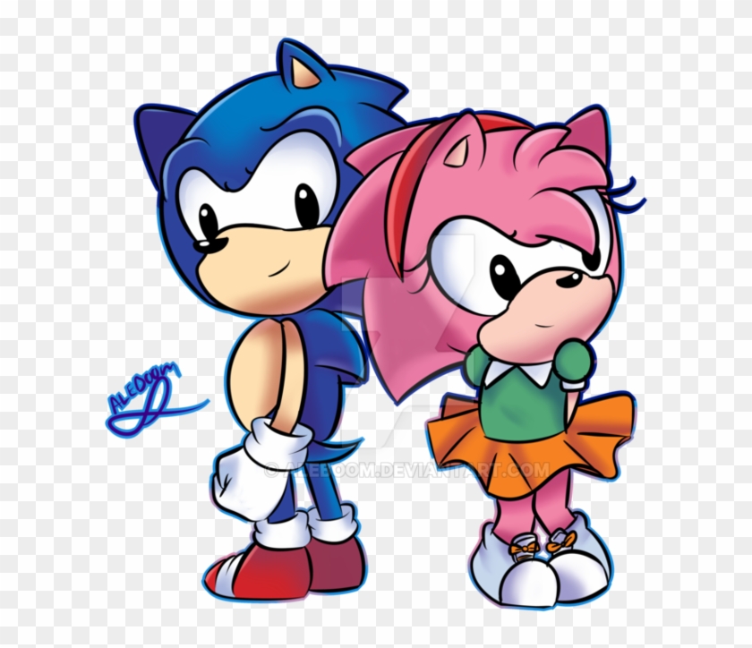 Sonic And Amy Classic By Aleboom On Deviantart - Cartoon #940491