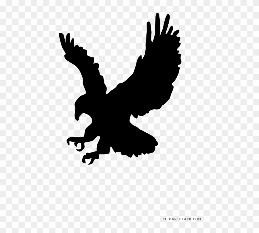 Eagle With Raised Wings Animal Free Black White Clipart - Bald Eagle Silhouette #940494