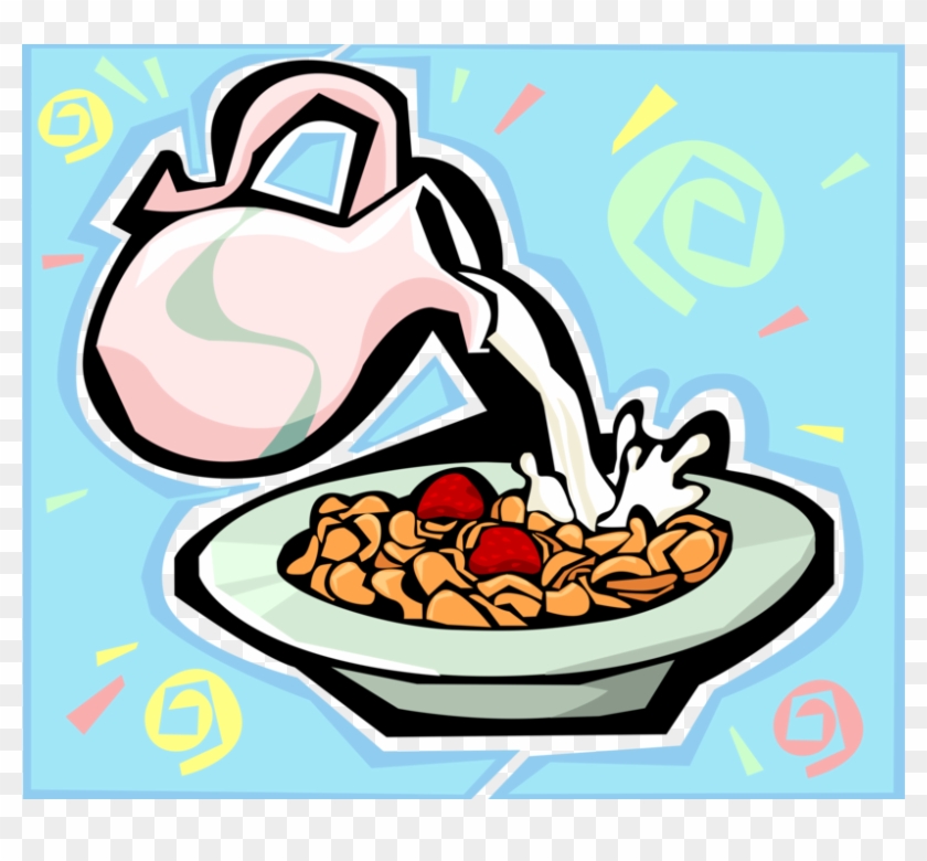 Vector Illustration Of Breakfast Cereal In Bowl With - Clipart Kornflakes #940505