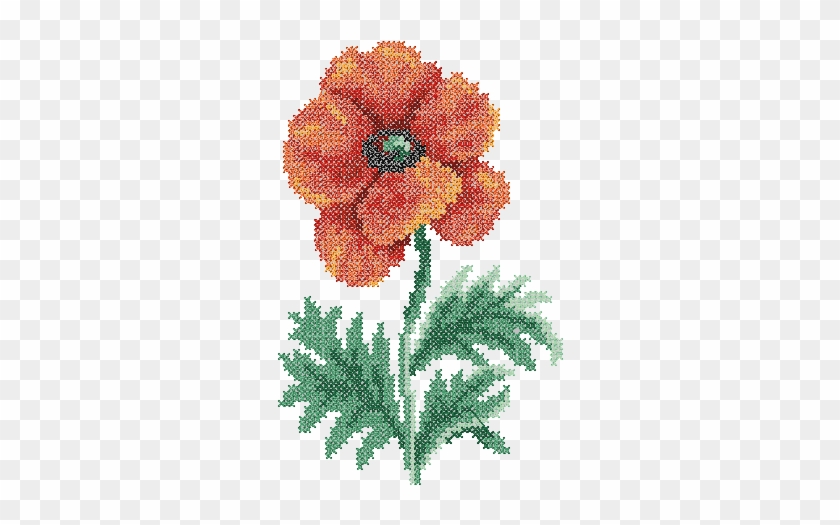 Sku 10095 Cross Stitch Poppy Machine Embroidery - Le Point De Croix 100 Modeles Burda Livre #941073