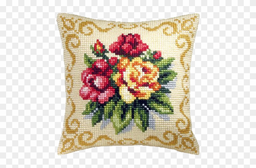 Borduur Pakket Kussen - Spring Flowers Cushion Front Chunky Cross Stitch Kit #941076