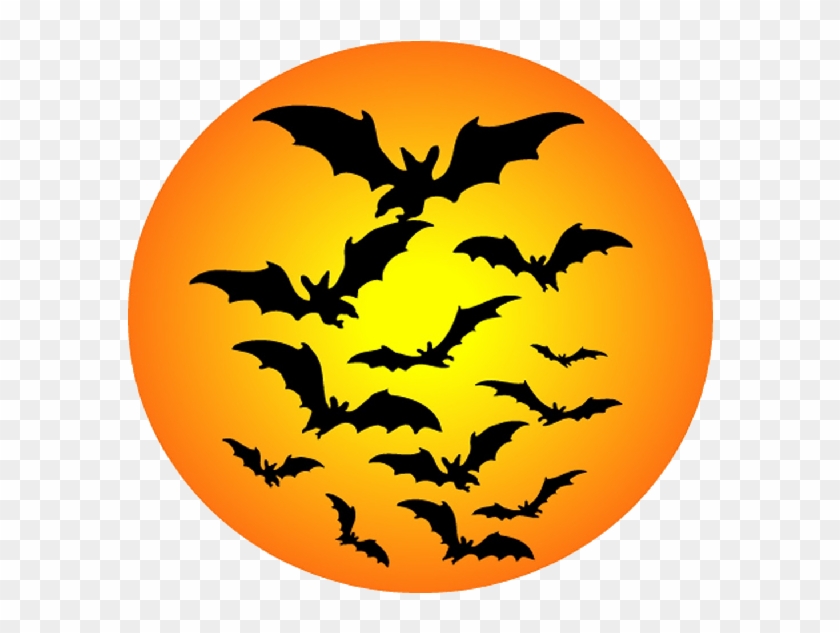 Moon With Bats Halloween Cartoon Clip Art - Halloween Bats #941151