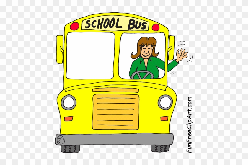 School Bus Front With Waving Bus Driver - School Bus Driver Cartoon - Free  Transparent PNG Clipart Images Download