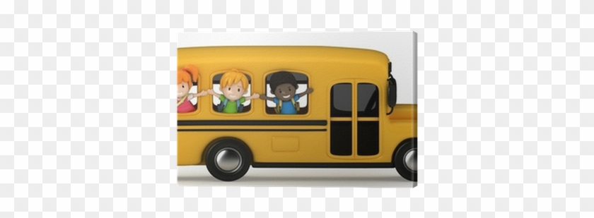 3d Render Of Kids Riding School Bus Canvas Print • - 3d Rendering #941491