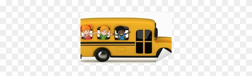 3d Render Of Kids Riding School Bus Sticker • Pixers® - 3d Rendering #941499