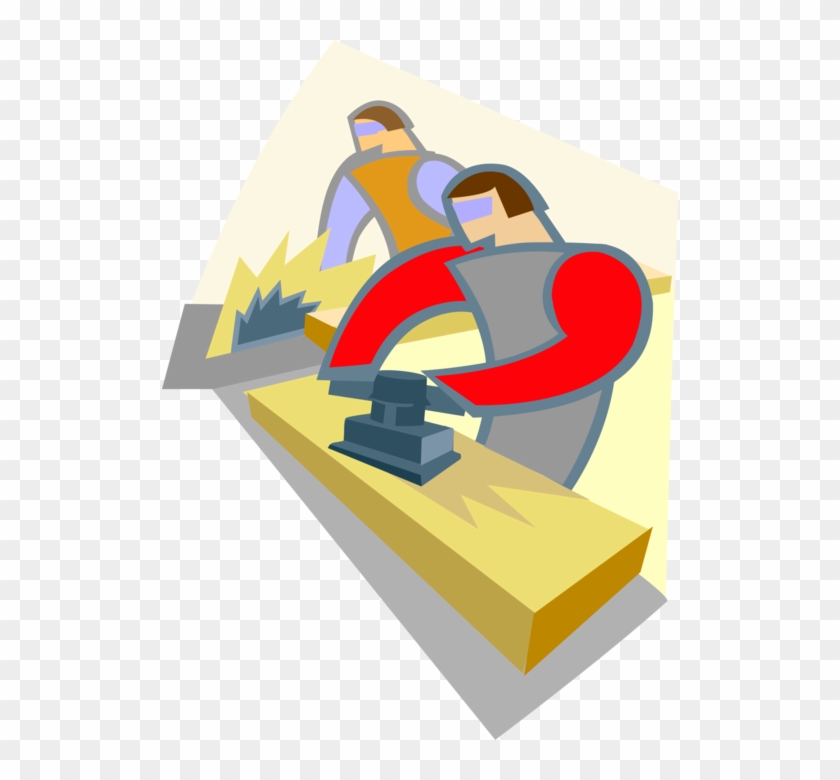 Vector Illustration Of Carpenters With Sander Sanding - Illustration #941601