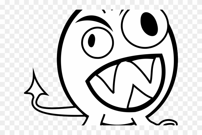 Funny Face Clipart - Monster Black And White #941986