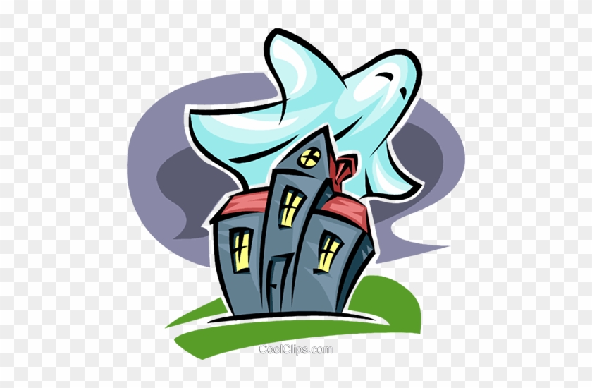 Haunted House And Ghost Royalty Free Vector Clip Art - Clip Art House #942270