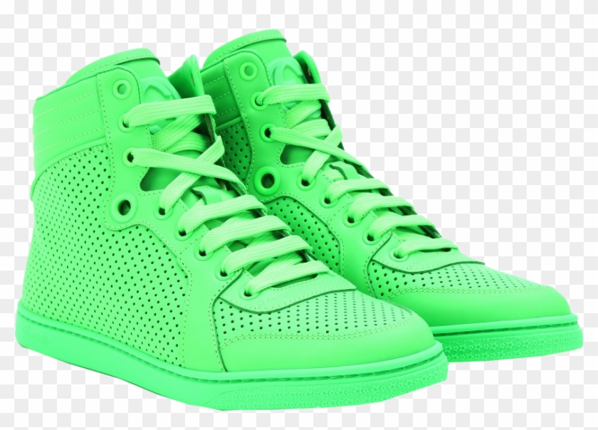 Gucci Neon Green Leather High-top Sneakers - Lime Green Gucci Shoes #942530