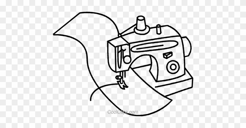 Sewing Machine With Material Royalty Free Vector Clip - Sewing Machine Drawing Png #942643