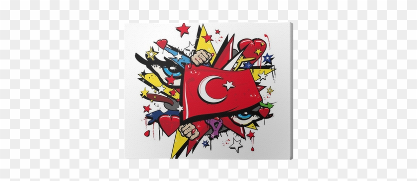 Turkey Flag Graffiti Ottoman Empire Pop Art Illustration - Pop Art Of Canada #942875
