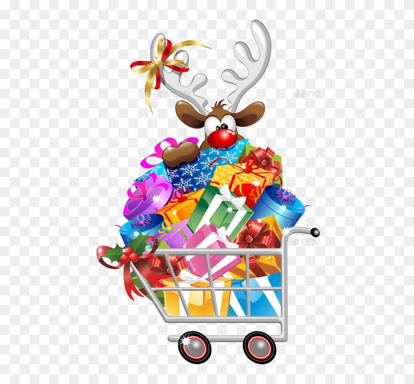 Cartoon And Reindeer With Christmas Shopping Cart Jpg - Christmas Carols Collection - Audiobook Download #942920