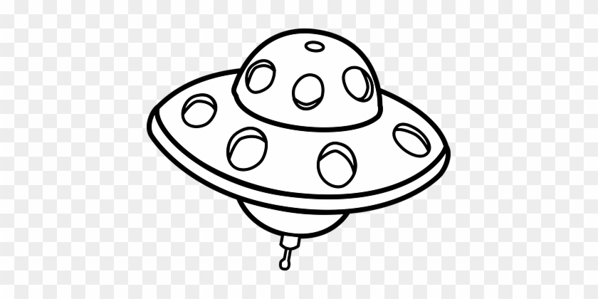 Alien Flying Object Print Ufo Vehicle Alie - Ufo Clipart Black And White #943020
