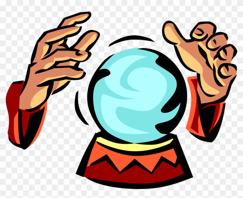 Vector Illustration Of Crystal Ball Gazing With Fortune - Crystal Ball Clip Art #943074