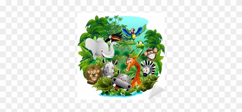 Wild Animals Cartoon On Jungle-animali Selvaggi Nella - Poster Of Flora And Fauna #943148