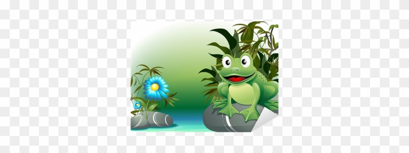 Rana Sfondo Natura Cartoon Cute Frog In Nature Vector - Vector #943153