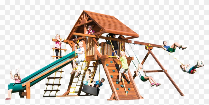 Rainbow Castle Pkg Ii With Wood Roof 60a Swingset - Playground Slide #943528
