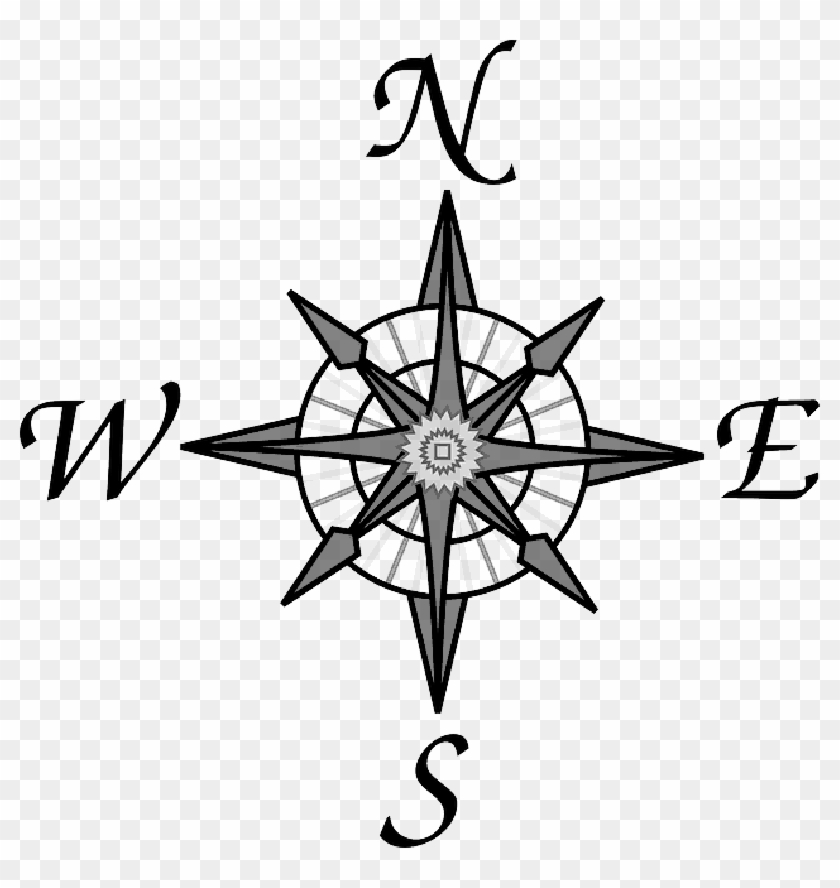 Old Map Symbols - Compass Rose Clip Art #943681