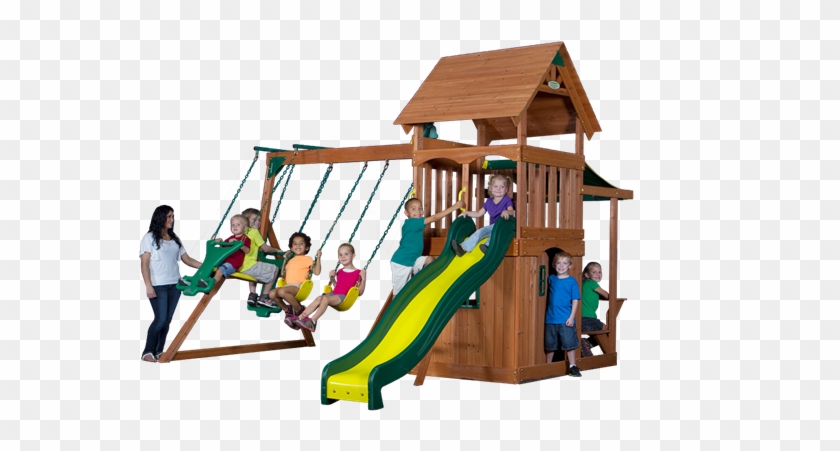 Mason Clubhouse, Fort, And Swinging Fun - Backyard Discovery Mason Cedar Swing Set #943773