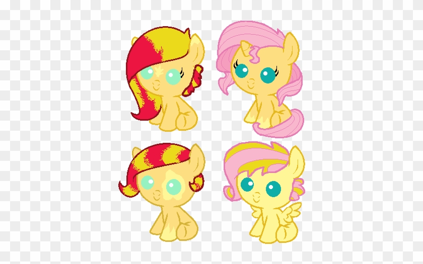 Fluttershy X Sunset Shimmer Closed By Wigglypoodles - Cartoon #943776