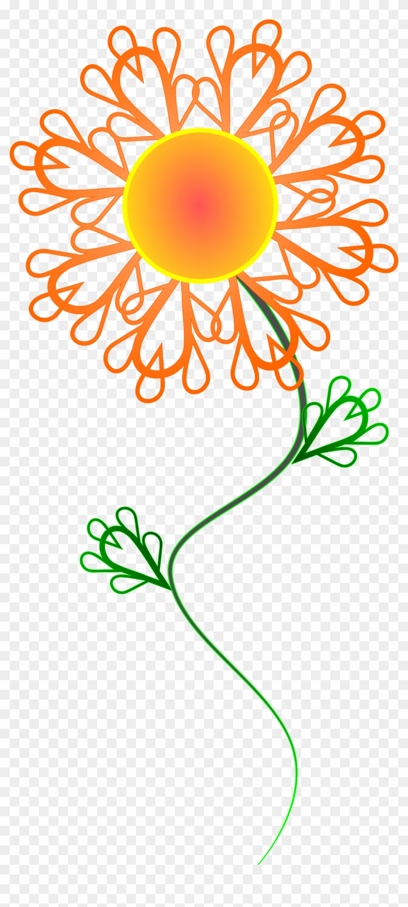 Sunny Crazy Flower - Orange Flower Shower Curtain #943818