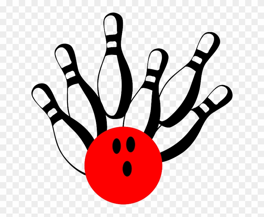 Bowling Pins Ball Red Strike Competition Leisure - Bowling Strike Red Clip Art #943889