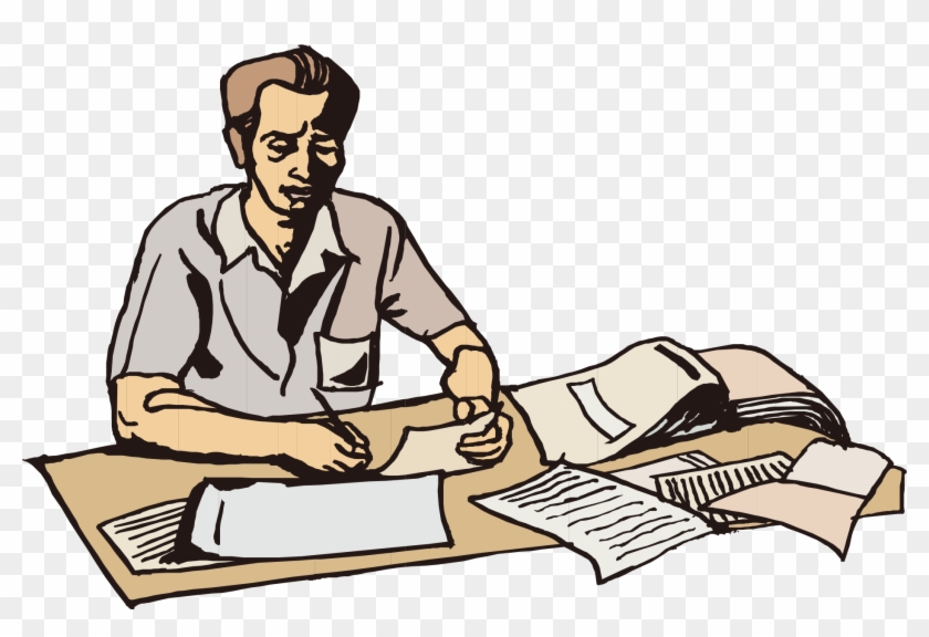 Hand-painted Cartoon Man Writing Work - Cartoon - Free Transparent PNG  Clipart Images Download