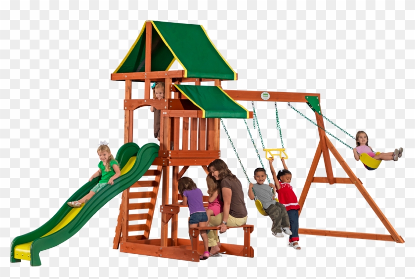 New Cedar Wooden Swing Set Slide Rock Wall Trapeze - Bascyard Discovery 50473 Backyard Discovery Tucson #944091