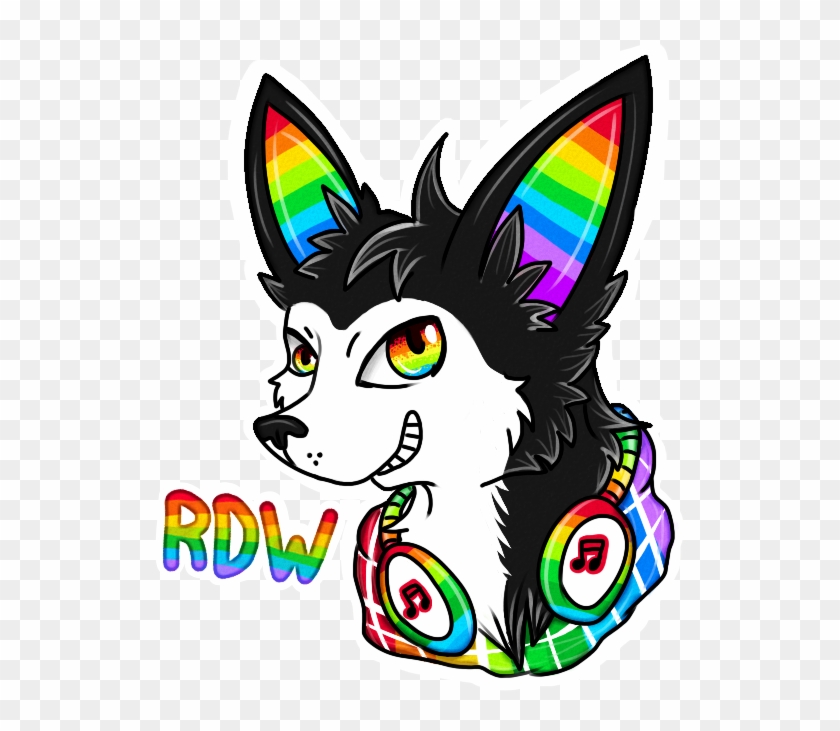 Rainbow Disco Wolf Head Shot By Chococookie5 - Dog Catches Something #944119