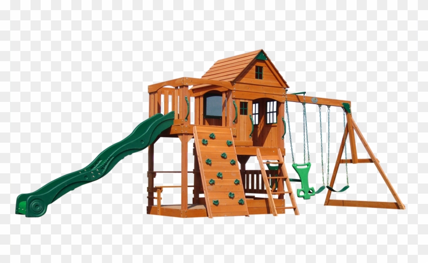 The Patriot Ii Outdoor Wooden Swing Set With Slide - House #944134