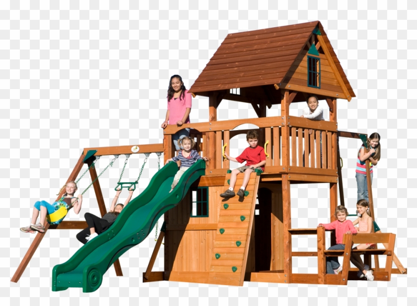 Rainier Backyard Swing Set Comes Equipped With All - Playground Slide #944169