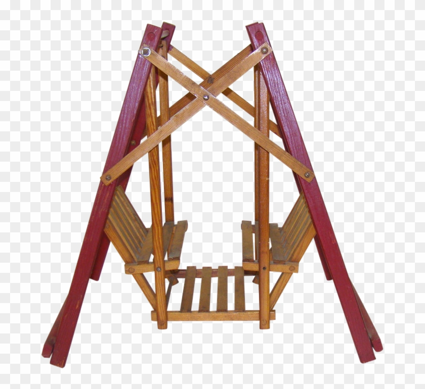 Miniature Wooden Swing Set With Original Paint - Swing #944188