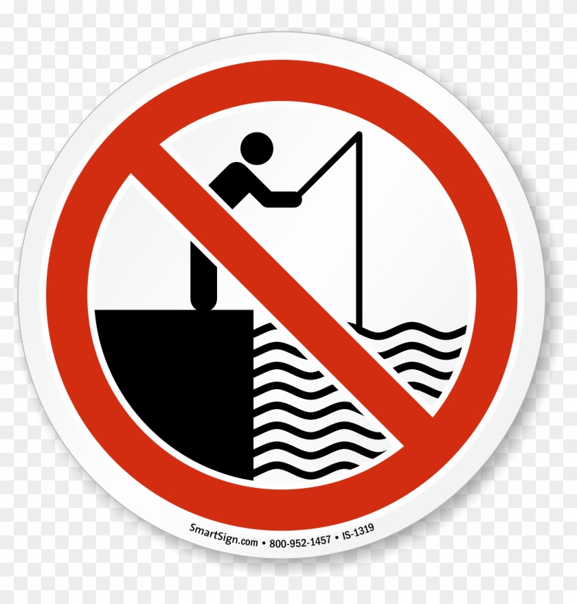Fishing Prohibited On The Lockout Deck Sign - No Fishing Symbol Png #944622