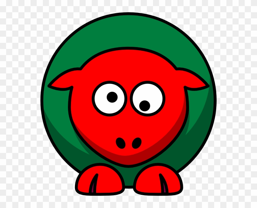Sheep Red Green Toned Looking Crossed-eye2 - Clip Art #944664