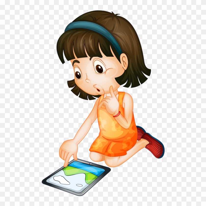 Ipad Cartoon Clip Art - Girl On Ipad Cartoon #944724