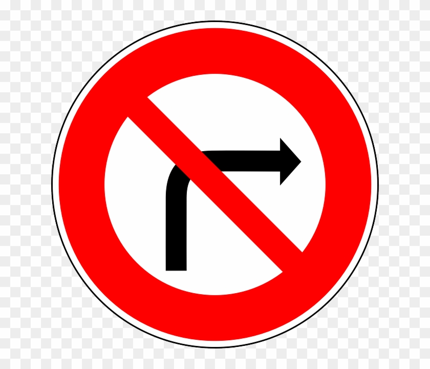Traffic Sign, Sign, Regulatory Sign - Verkeersbord Verboden Rechts Afslaan #944739