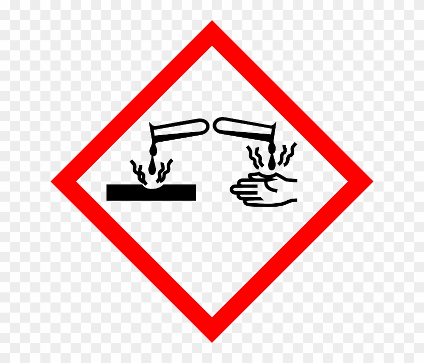 Corrosive, Acid, Warning, Attention, Ghs, Red, Sign - Tape Logic Pictogram Labels, Corrosion, 1" X 1", Black/red/white, #944758