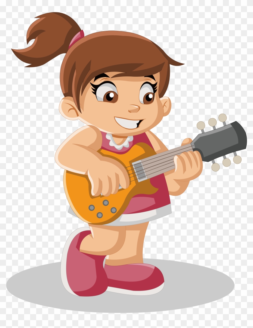 Animation Girl Cartoon - Criança Tocando Violão Desenho #944828