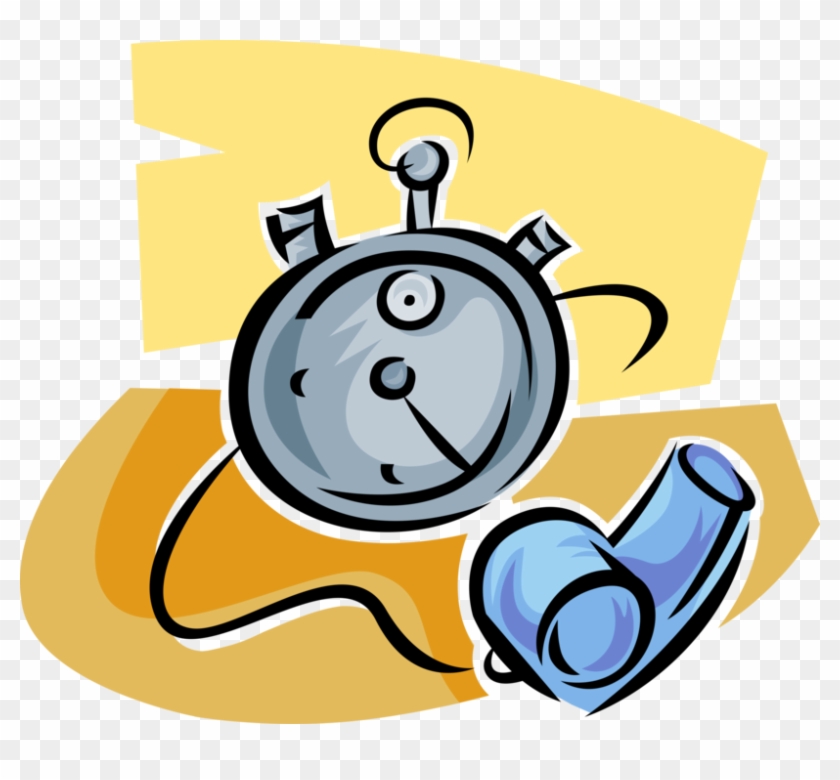 Vector Illustration Of Stopwatch Handheld Timepiece - Vector Illustration Of Stopwatch Handheld Timepiece #944875