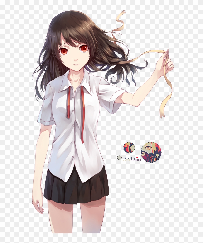Anime Girl With Brown Hair And Red Eyes Free Transparent Png