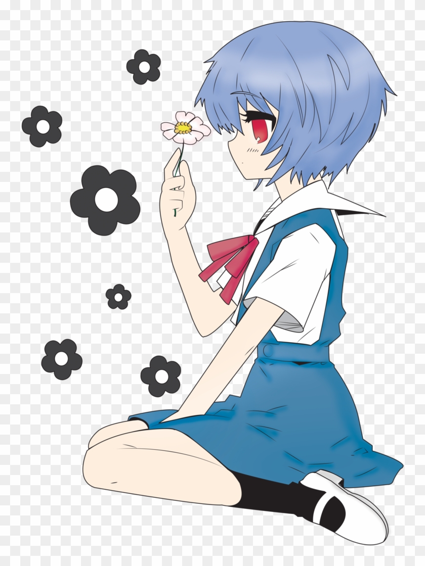 Rei Ayanami Chibi With A Flower By Neko-melody - Rei Ayanami Chibi #945500