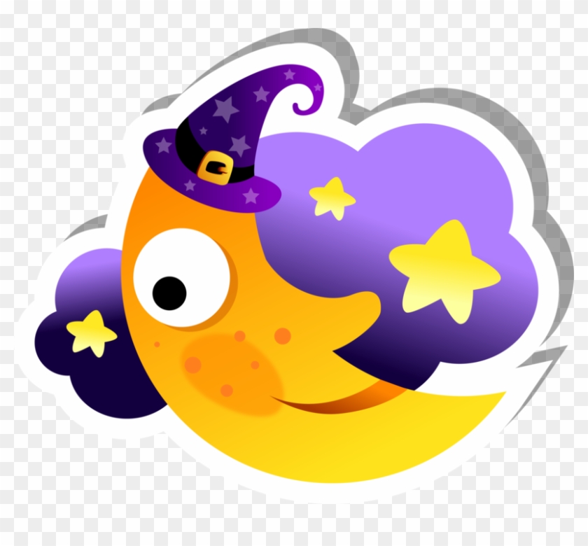 Crescent Moon And Cloud Sticker - Scary Cuties Happy Witch's Moon T-shirt Cute Halloween #945577