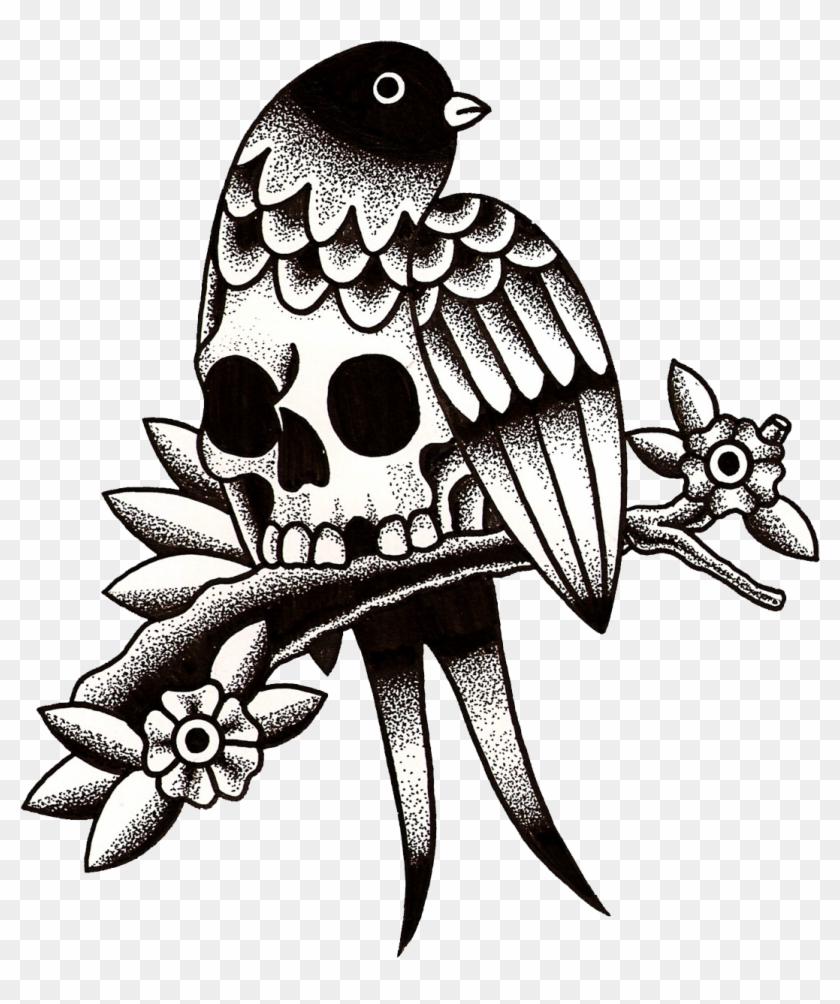 Kyler Martz Bird And Skull  Bird Skull Tattoo Flash  Free Transparent PNG  Clipart Images Download