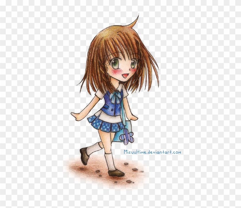 Going To The School By Mizuuhime - Anime Chibi Go To School - Free  Transparent PNG Clipart Images Download